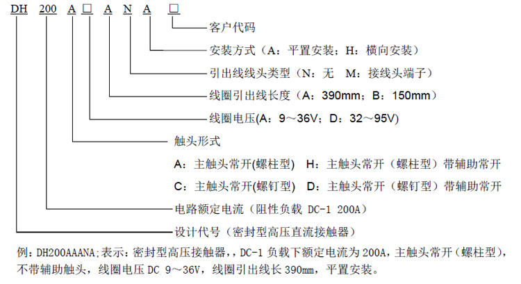 高壓直流接觸器DH200